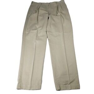 Savane Mens‎ Khaki Pleated Cotton Dress Pants Size 38x34 Dress Formal Office